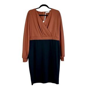 New Womens Grace Karin V Neck Color Block Midi Bodycon Pencil Dress - Sz 3X